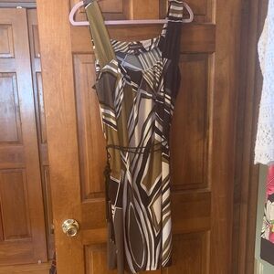 Dana Buchman sleeveless  Brown Geometric Dress